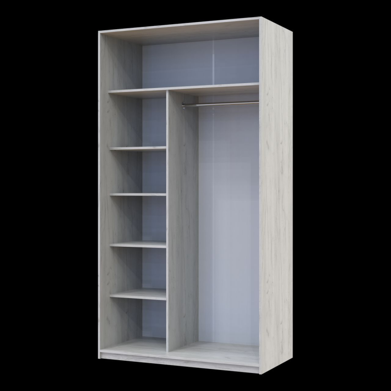 Шкаф купе Сити Лайт Слим Белое Дерево Стекло Черное 120х60х225 (44900298)