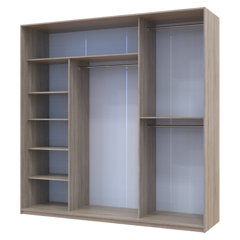 Шкаф купе Сити Лайт Дуб сонома 2 ДСП / 1 Зеркало 225х60х225 (42002135)