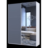 Шкаф купе G-Caiser Белый Графит 1 ДСП / 1 зеркало / 3 части 160х60х240 (42005086)