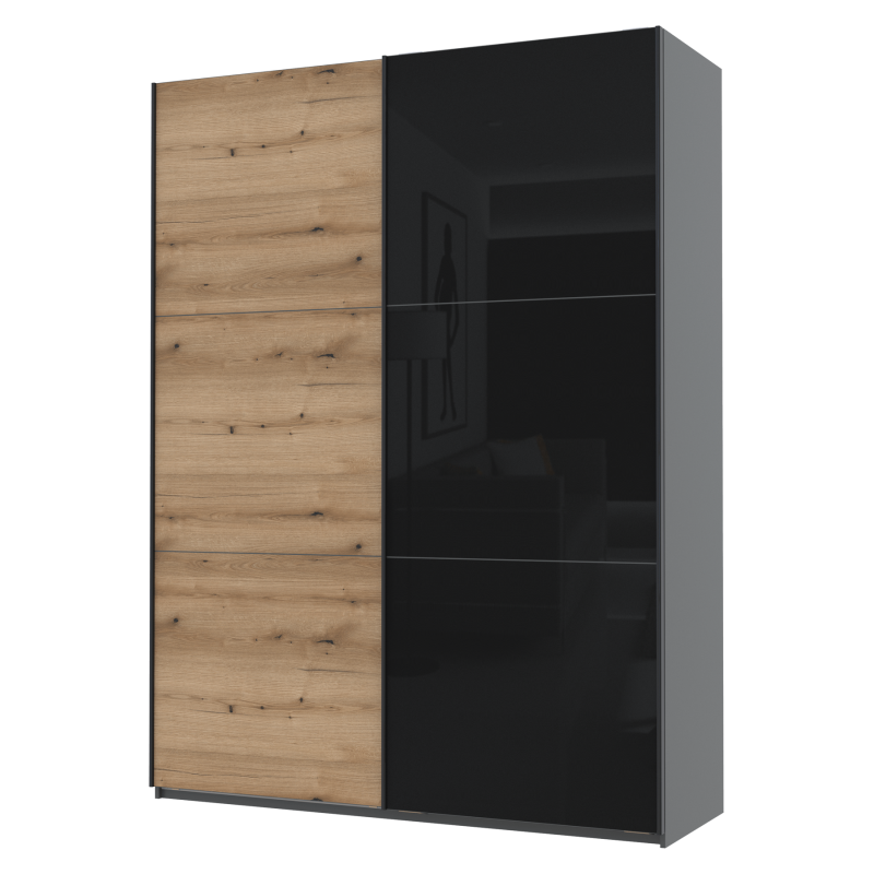 Шкаф купе G-Caiser Графит / Дуб Эвок 1 ДСП / 1 Стекло / 3 части 180х60х240 (42005015)