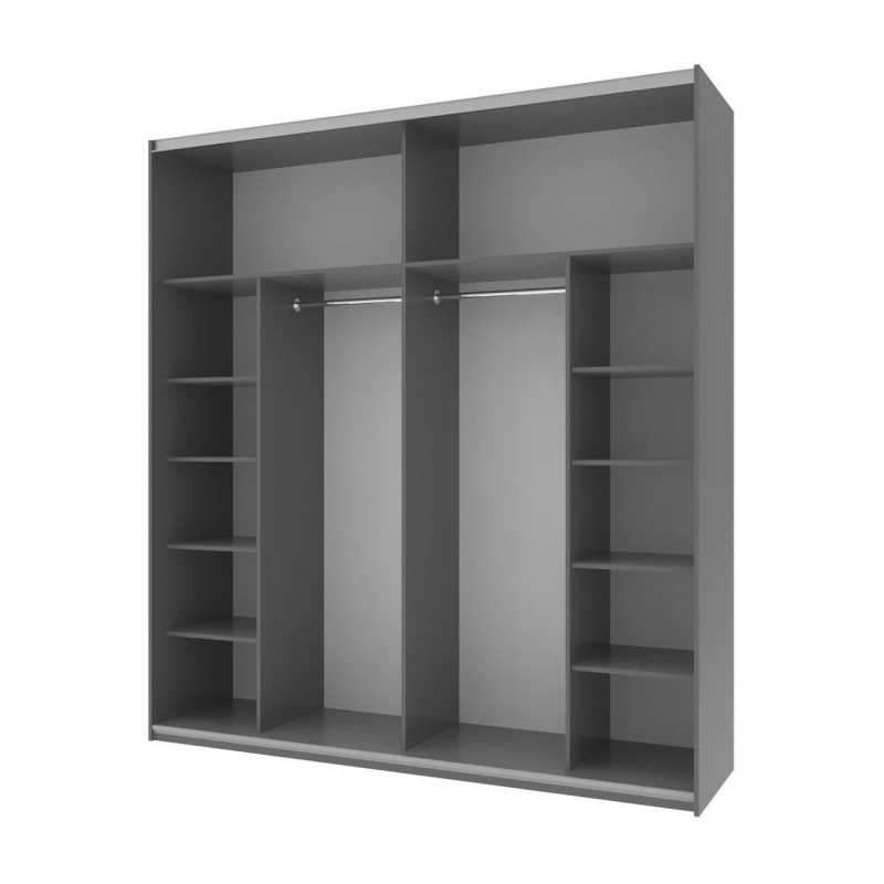 Шкаф купе G-Caiser Графит / Белый вставка Бетон 2 ДСП / 4 части 220х60х240 (42001013)