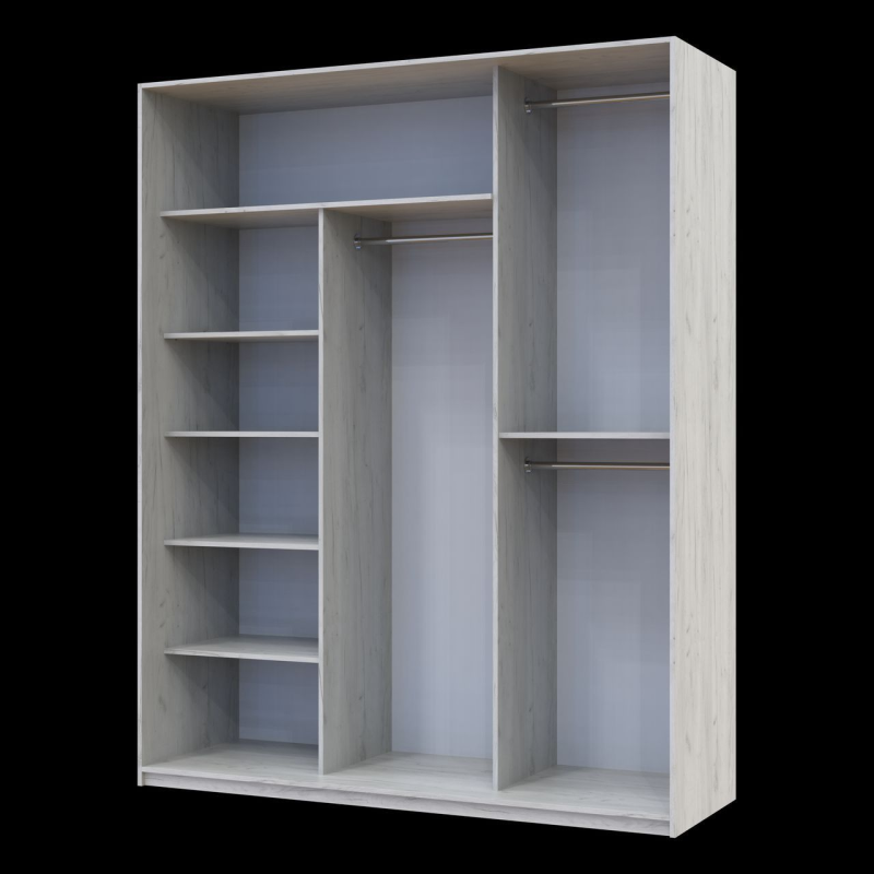 Шкаф купе Сити Лайт Слим Белое Дерево Стекло Черное 180х60х225 (44900305)