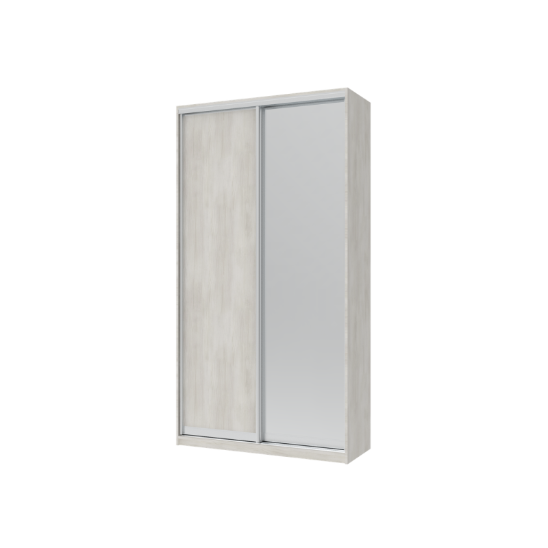 Шкаф купе Сити Лайт Белое дерево 1 ДСП / 1 Зеркало 120х60х225 (42002042)