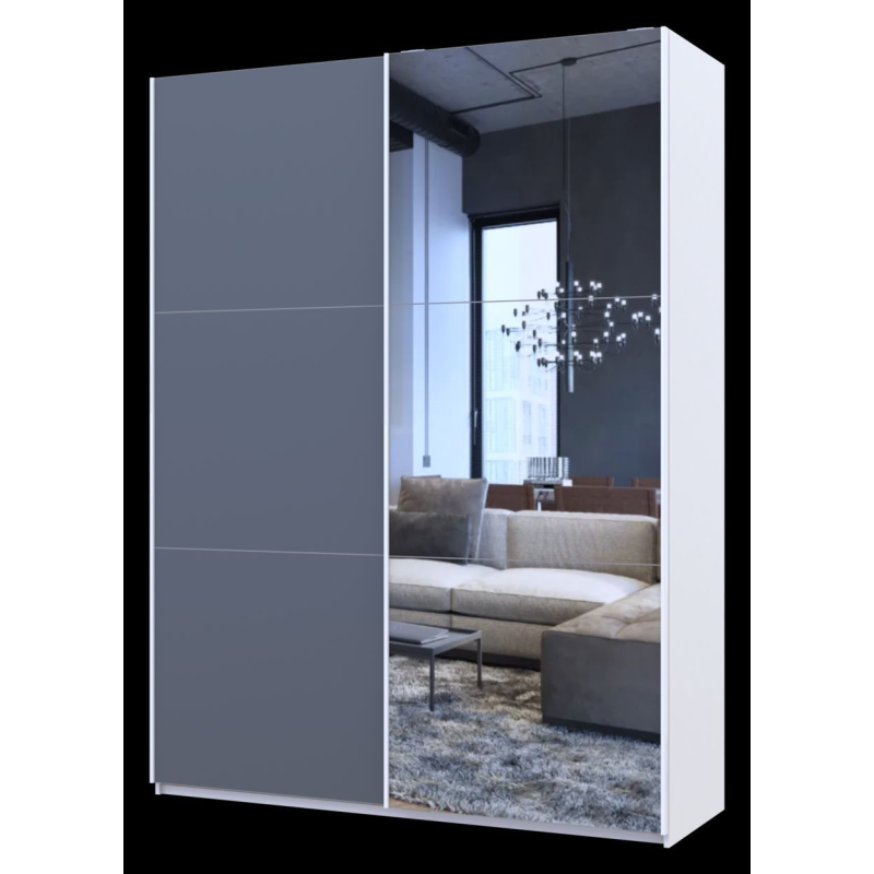 Шкаф купе G-Caiser Белый Графит 1 ДСП / 1 зеркало / 3 части 160х60х240 (42005086)