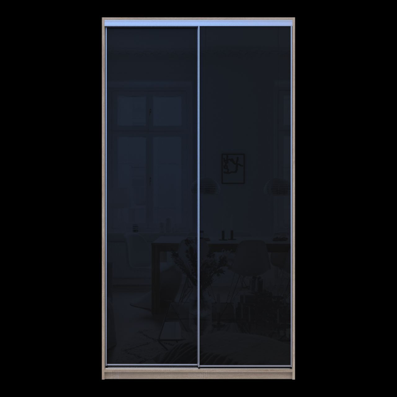 Шкаф купе Сити Лайт Слим Дуб Сонома Стекло Черное 120х60х225 (44900313)