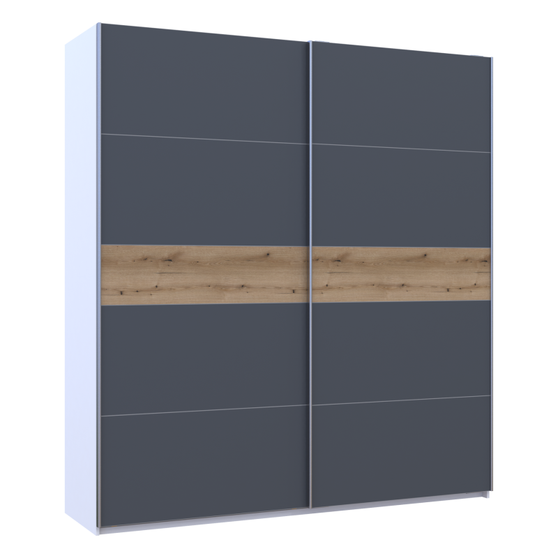 Шкаф купе G-Caiser Белый/Графит вставка Дуб Эвок 2 ДСП /5 частей 220х60х240 (44900282)