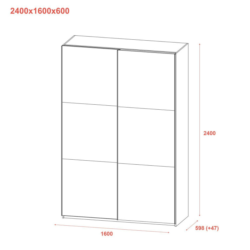 Шкаф купе G-Caiser Графит Дуб Эвок 2 ДСП 160х60х240 (42005074)