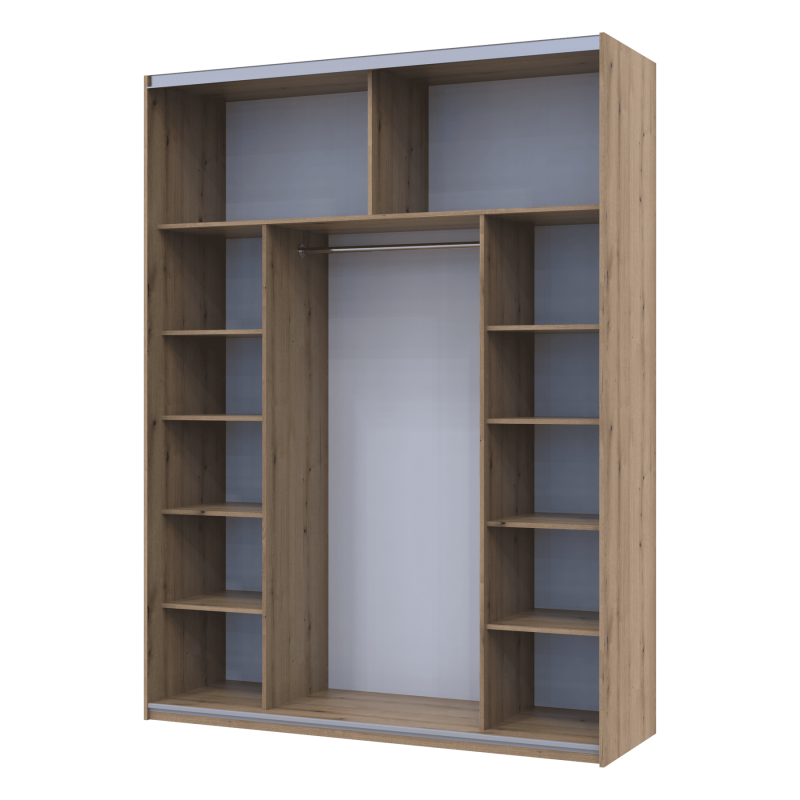 Шкаф купе G-Caiser Дуб Эвок / Черный 1 ДСП / 1 Стекло / 3 части 180х60х240 (80737750)