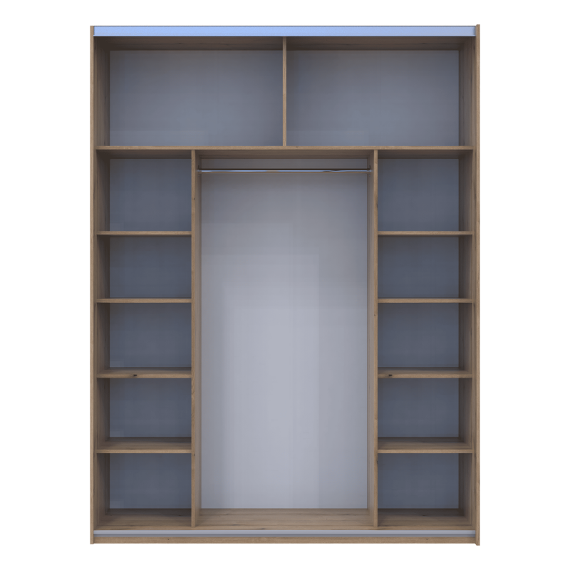 Шкаф купе G-Caiser Дуб Эвок / Черный 1 ДСП / 1 Стекло / 3 части 180х60х240 (80737750)