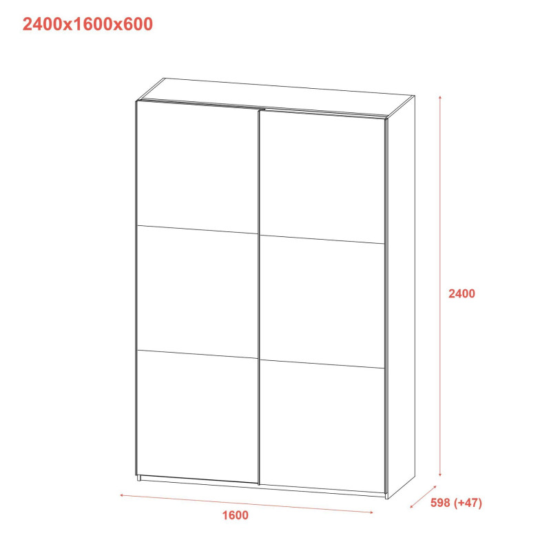 Шкаф купе G-Caiser Графит Графит 1 ДСП / 1 Зеркало 160х60х240 (42005084)