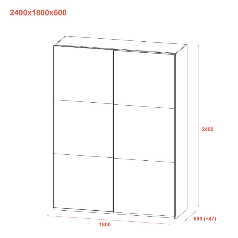 Шкаф купе G-Caiser Графит Графит 1 ДСП / 1 зеркало 180х60х240 (42005088)