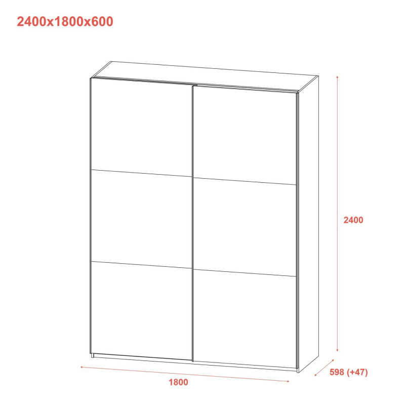 Шкаф купе G-Caiser Белый 2 Зеркала 180х60х240 (42005019)