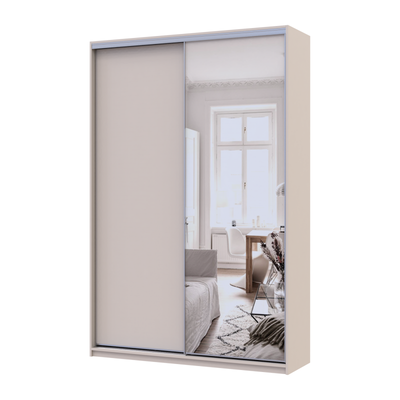 Шкаф купе Сити Лайт Кашемир 1 ДСП / 1 зеркало 150х45х225 (80736356)