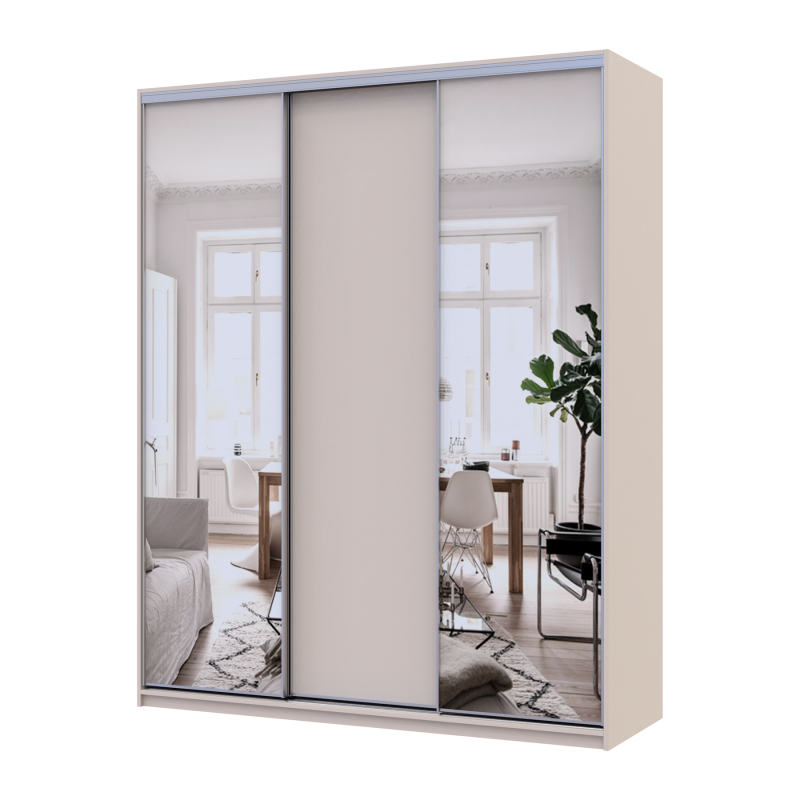 Шкаф купе Сити Лайт Кашемир 1 ДСП / 2 зеркала 180х60х225 (80736368)