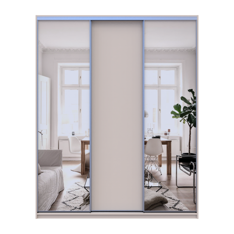 Шкаф купе Сити Лайт Кашемир 1 ДСП / 2 зеркала 180х60х225 (80736368)