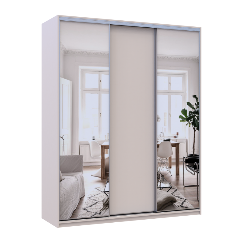 Шкаф купе Сити Лайт Кашемир 1 ДСП / 2 зеркала 180х60х225 (80736368)