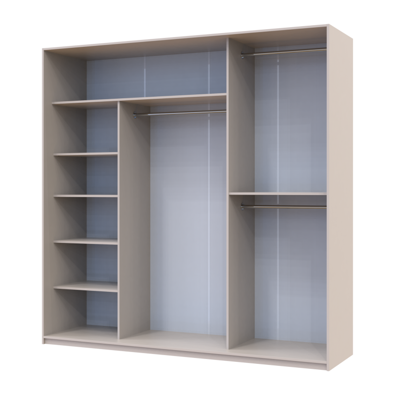 Шкаф купе Сити Лайт Кашемир 1 ДСП / 2 зеркала 225х60х225 (80736380)