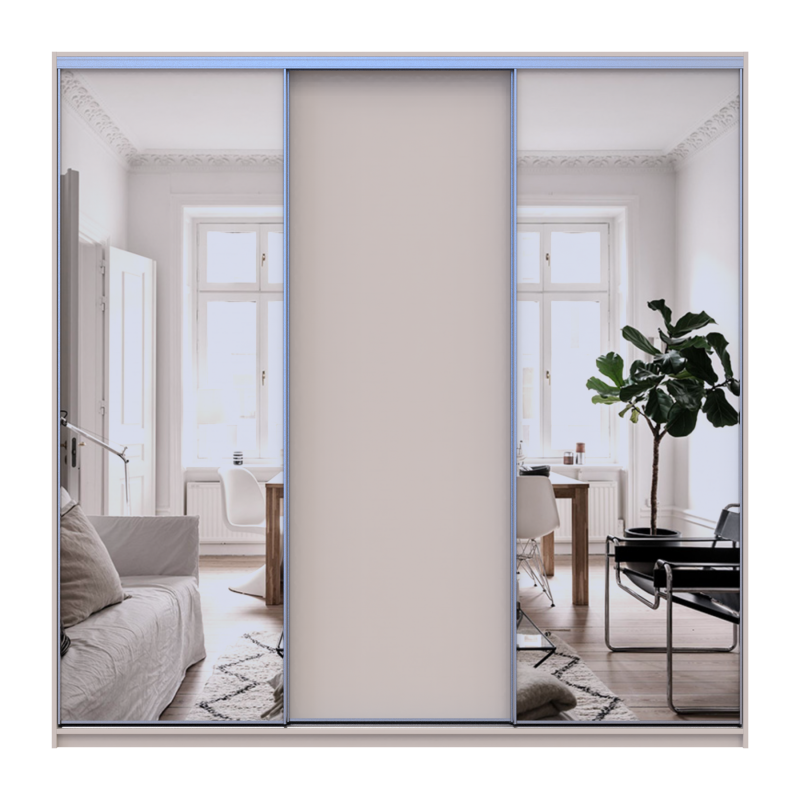 Шкаф купе Сити Лайт Кашемир 1 ДСП / 2 зеркала 225х60х225 (80736380)