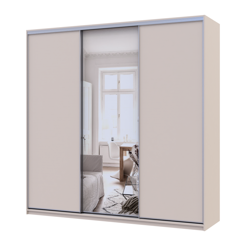 Шкаф купе Сити Лайт Кашемир 2 ДСП/1 зеркало 225х60х225 (80736383)