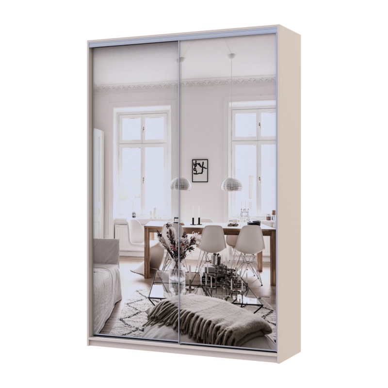 Шкаф купе Сити Лайт Кашемир 2 Зеркала 150х45х225 (80736362)