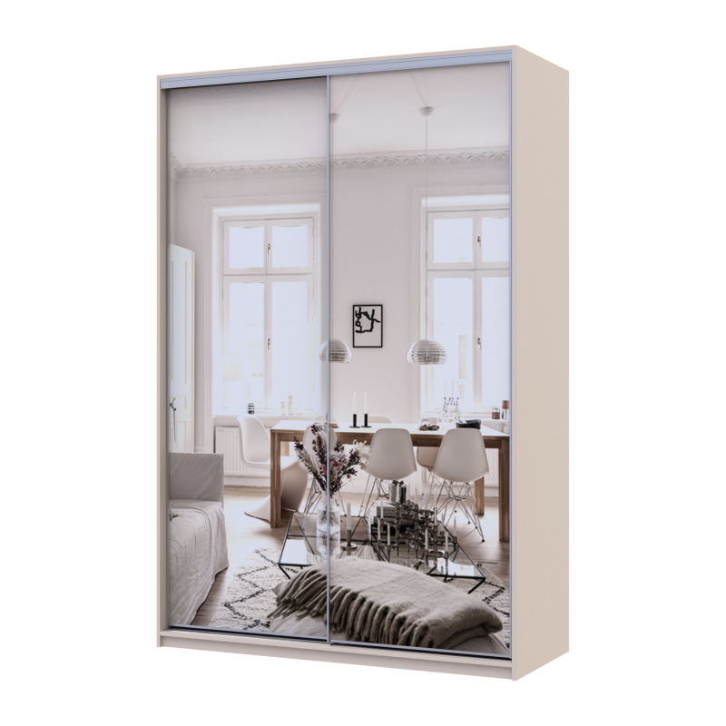 Шкаф купе Сити Лайт Кашемир 2 Зеркала 150х60х225 (80736359)