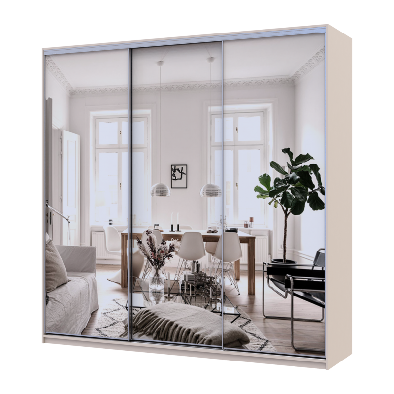 Шкаф купе Сити Лайт Кашемир 3 Зеркала 225х60х225 (80736386)