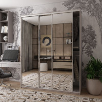 Шкаф купе Сити Лайт Кашемир 3 Зеркала 225х60х225 (80736386)