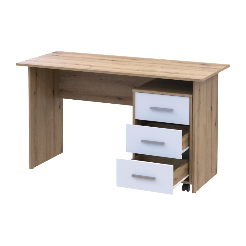 Офисный стол Т3 Дуб Эвок/Белый ДСП 120х68х78 (41901064)