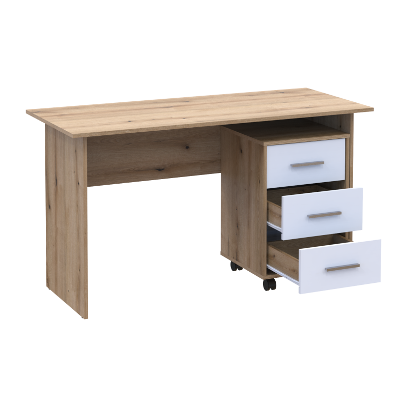 Офисный стол Т3 Дуб Эвок/Белый ДСП 120х68х78 (41901064)