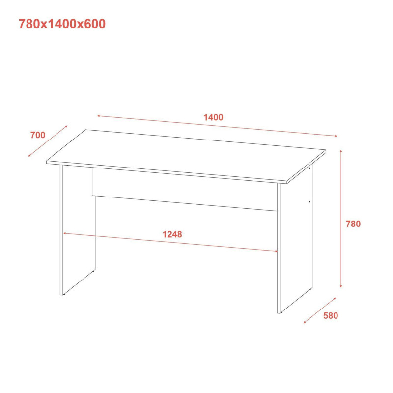Офисный стол Т1 Дуб Cонома 140х70х75 (80339305)