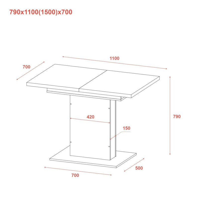 Столовый стол Бостон Дуб Cонома / Графит 150х70х79 (81339362)