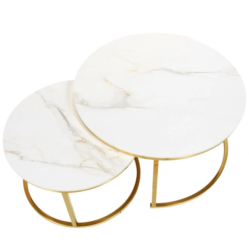 Журнальный столик ALABAMA A kass gold глянец эф.мрамора/золото (к-кт) (19576-01)