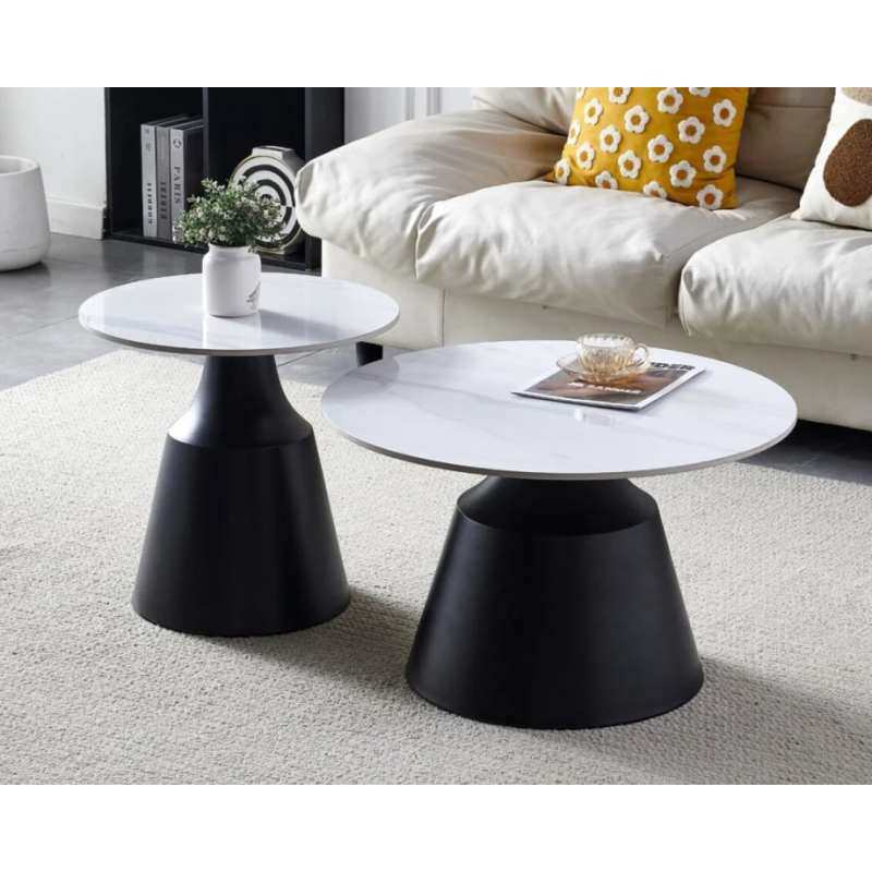 Журнальный столик NEBRASKA Белый глянец / Черный (к-кт) 70 см. &Д. 50 см. (22059-01)