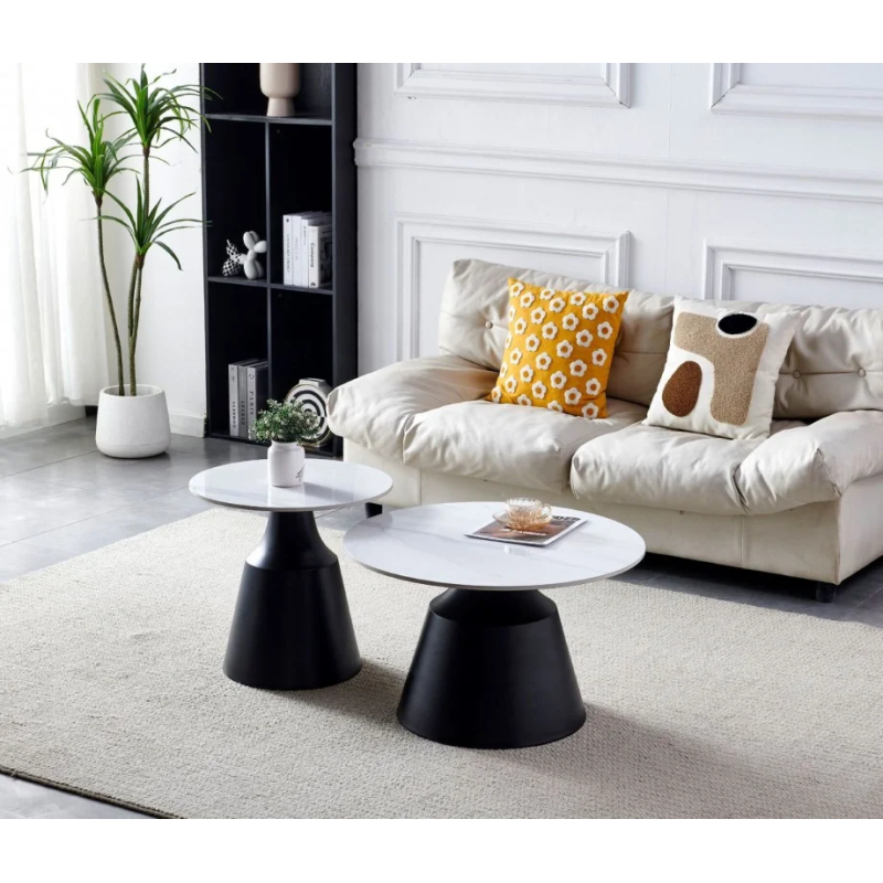 Журнальный столик NEBRASKA Белый глянец / Черный (к-кт) 70 см. &Д. 50 см. (22059-01)