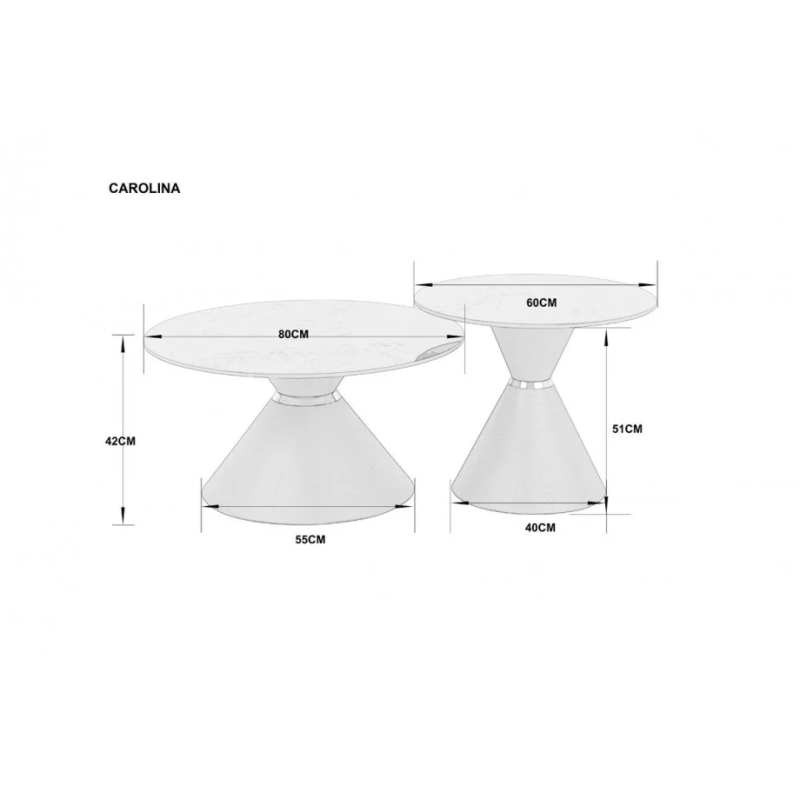 Журнальный столик CAROLINA Черный глянец / Черный (к-кт) 80 см. &Д. 60 см. (22063-01)