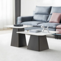 Журнальный столик INDIANA Белый глянец/Черный (к-кт) 80 x 80 см. & 60 x 60 см. (22060-01)