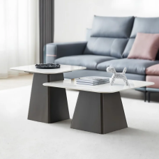 Журнальный столик INDIANA Белый глянец/Черный (к-кт) 80 x 80 см. & 60 x 60 см. (22060-01)