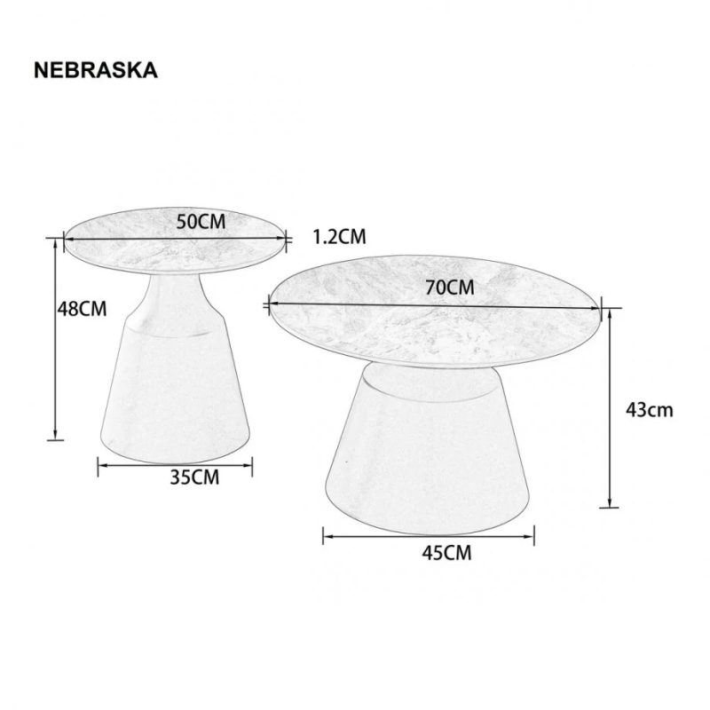 Журнальный столик NEBRASKA Белый глянец / Черный (к-кт) 70 см. &Д. 50 см. (22059-01)