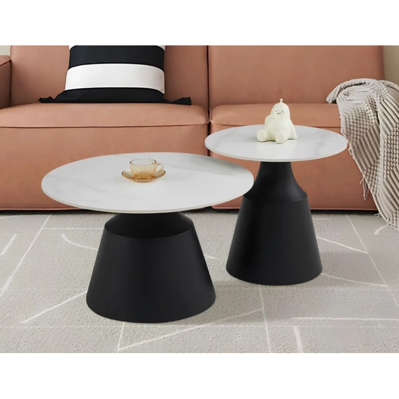 Журнальный столик NEBRASKA Белый глянец / Черный (к-кт) 70 см. &Д. 50 см. (22059-01)