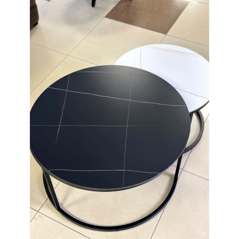 Журнальный столик FLORIDA B черный мат+белый мат эф.мрамора/черный (к-кт) (19574-01)