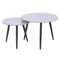 Журнальный столик GEORGIA Серый глянец / Черный (к-кт) 60 x 45 см. & 45 x 40 см. (22058-01)