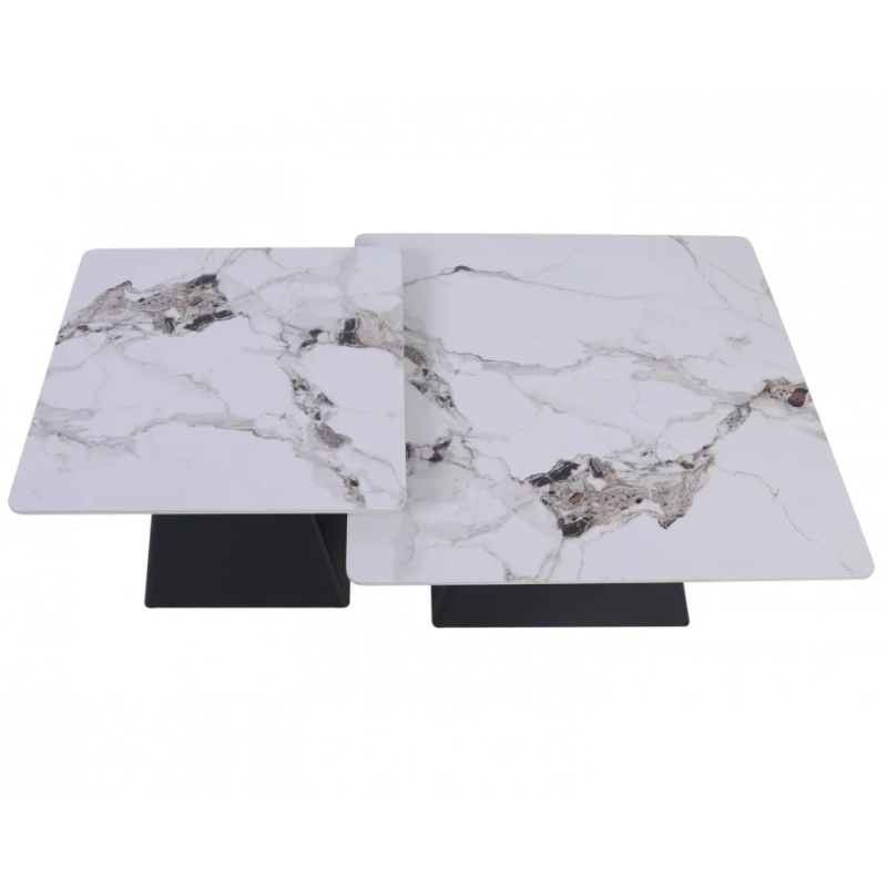 Журнальный столик INDIANA Белый глянец/Черный (к-кт) 80 x 80 см. & 60 x 60 см. (22060-01)