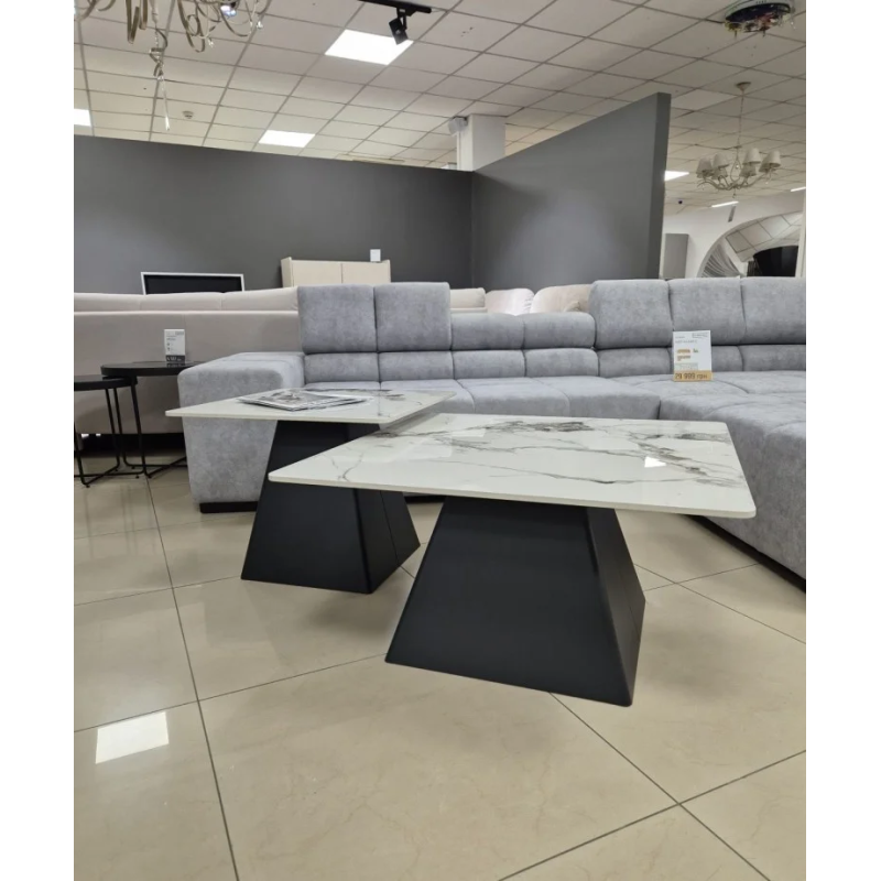 Журнальный столик INDIANA Белый глянец/Черный (к-кт) 80 x 80 см. & 60 x 60 см. (22060-01)