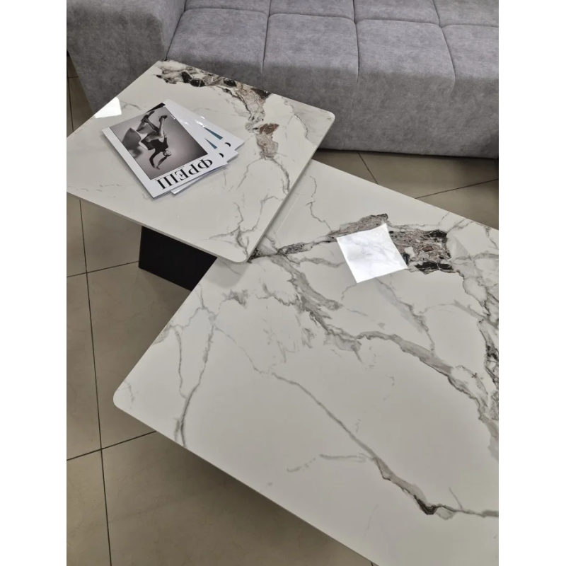 Журнальный столик INDIANA Белый глянец/Черный (к-кт) 80 x 80 см. & 60 x 60 см. (22060-01)