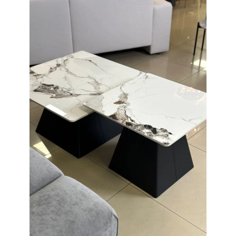 Журнальный столик INDIANA Белый глянец/Черный (к-кт) 80 x 80 см. & 60 x 60 см. (22060-01)