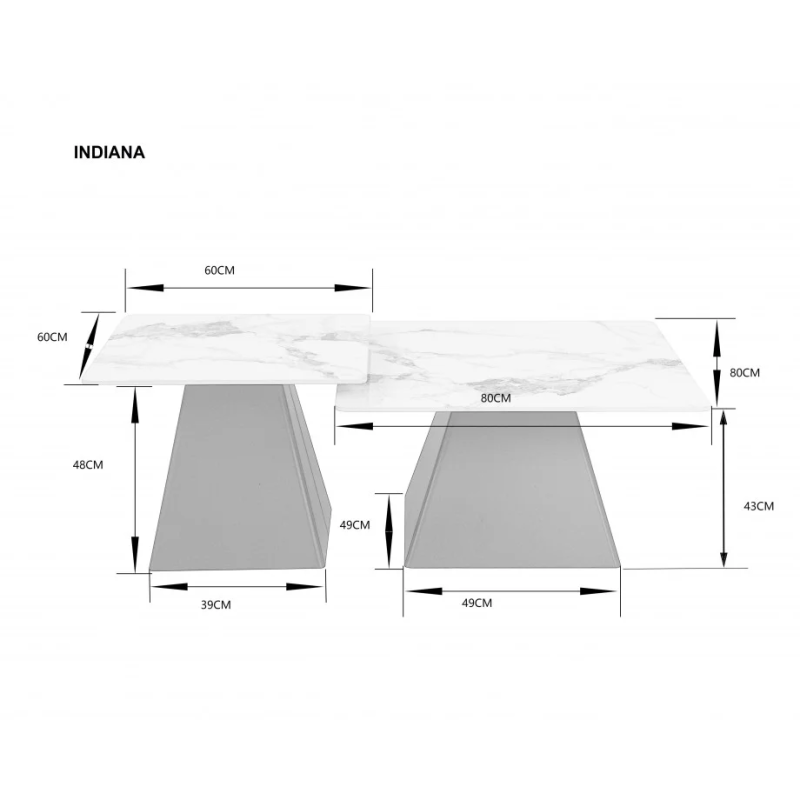 Журнальный столик INDIANA Белый глянец/Черный (к-кт) 80 x 80 см. & 60 x 60 см. (22060-01)