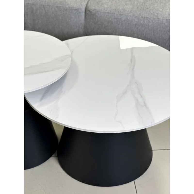 Журнальный столик NEBRASKA Белый глянец / Черный (к-кт) 70 см. &Д. 50 см. (22059-01)