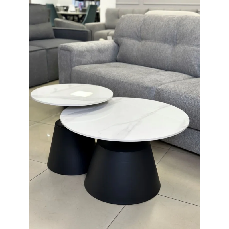 Журнальный столик NEBRASKA Белый глянец / Черный (к-кт) 70 см. &Д. 50 см. (22059-01)