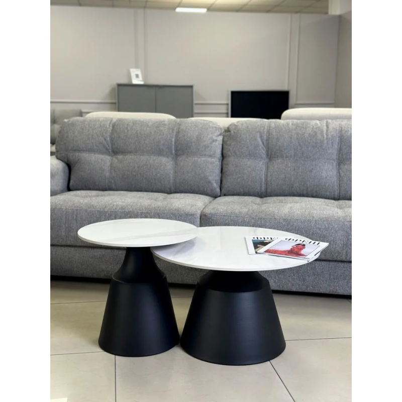 Журнальный столик NEBRASKA Белый глянец / Черный (к-кт) 70 см. &Д. 50 см. (22059-01)