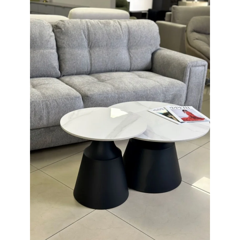 Журнальный столик NEBRASKA Белый глянец / Черный (к-кт) 70 см. &Д. 50 см. (22059-01)